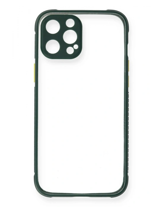 Newface iPhone 12 Pro Max Kılıf Miami Şeffaf Silikon - Koyu Yeşil