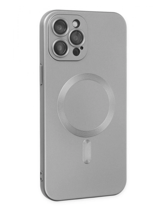 Newface iPhone 12 Pro Max Kılıf Moshi Lens Magneticsafe Silikon - Gümüş
