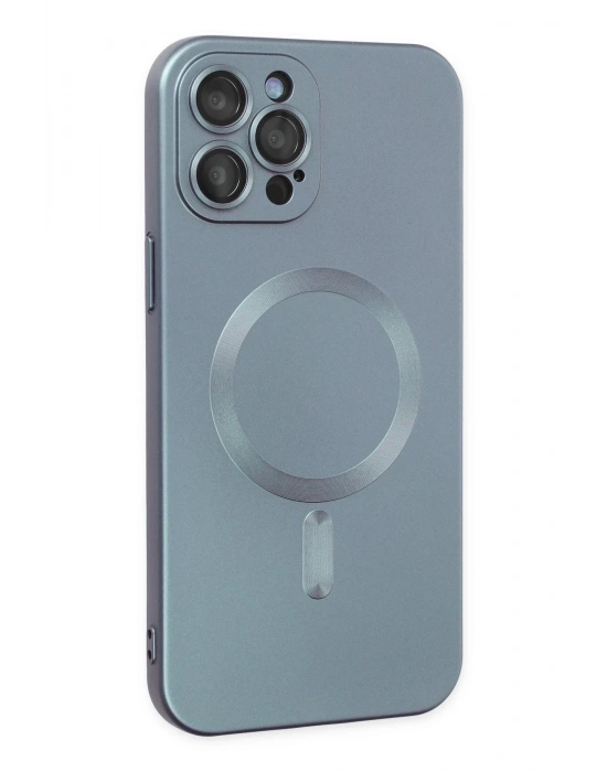 Newface iPhone 12 Pro Max Kılıf Moshi Lens Magneticsafe Silikon - Sierra Blue