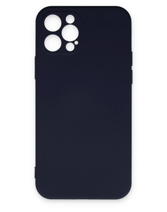 Newface iPhone 12 Pro Max Kılıf Nano içi Kadife Silikon - Lacivert