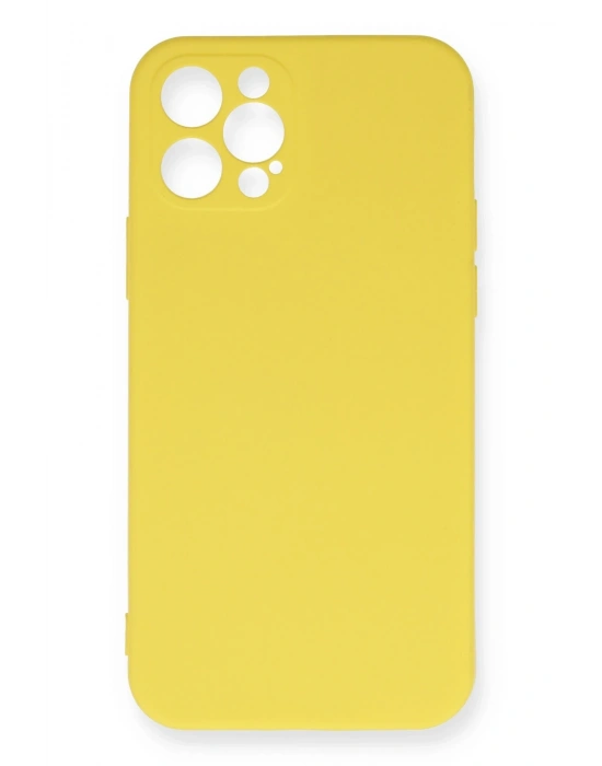 Newface iPhone 12 Pro Max Kılıf Nano içi Kadife Silikon - Sarı