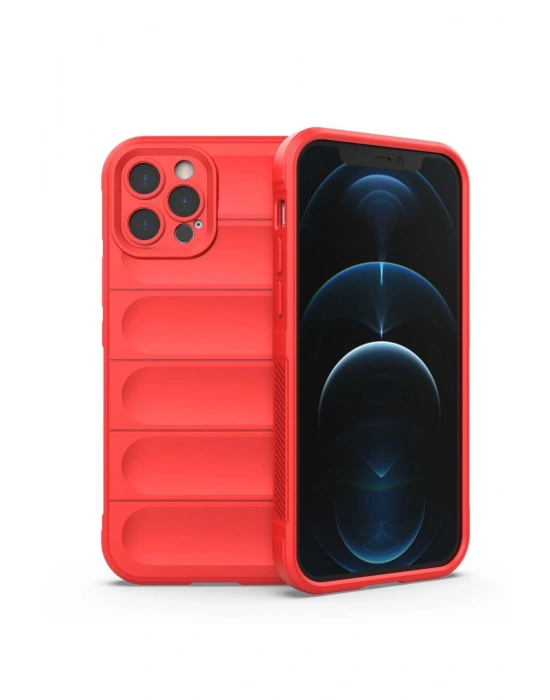 Newface iPhone 12 Pro Max Kılıf Optimum Silikon - Kırmızı