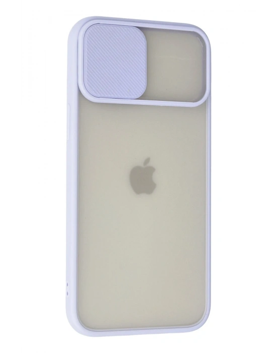 Newface iPhone 12 Pro Max Kılıf Palm Buzlu Kamera Sürgülü Silikon - Lila