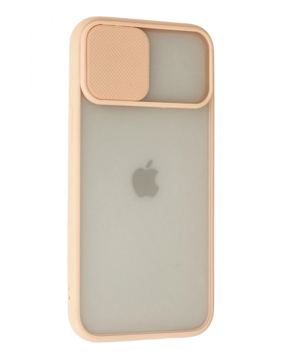 Newface iPhone 12 Pro Max Kılıf Palm Buzlu Kamera Sürgülü Silikon - Pembe