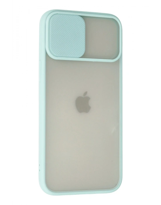 Newface iPhone 12 Pro Max Kılıf Palm Buzlu Kamera Sürgülü Silikon - Turkuaz