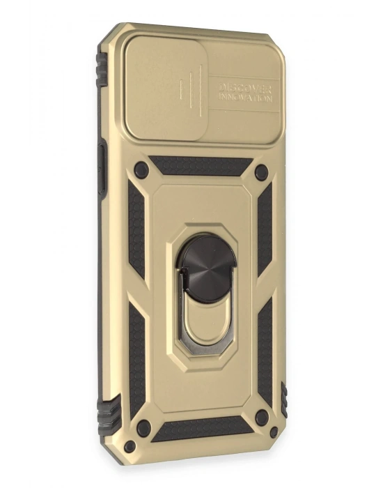 Newface iPhone 12 Pro Max Kılıf Pars Lens Yüzüklü Silikon - Gold