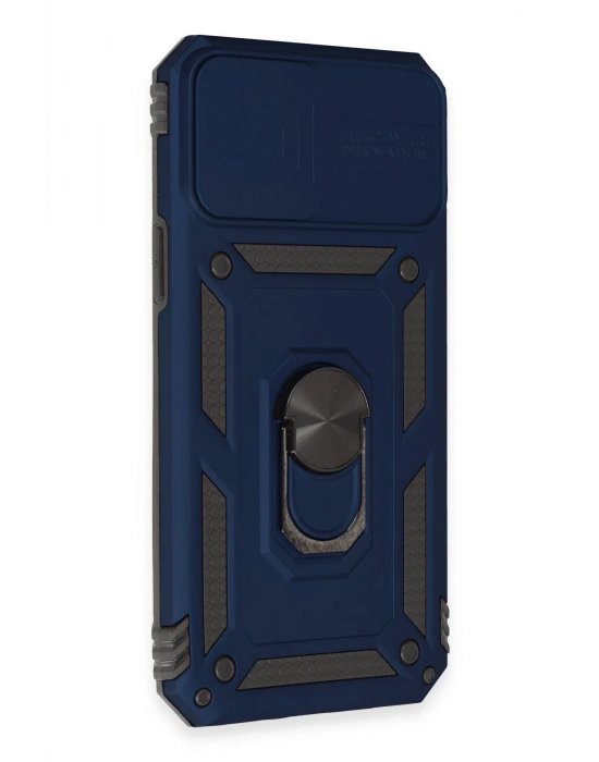 Newface iPhone 12 Pro Max Kılıf Pars Lens Yüzüklü Silikon - Lacivert