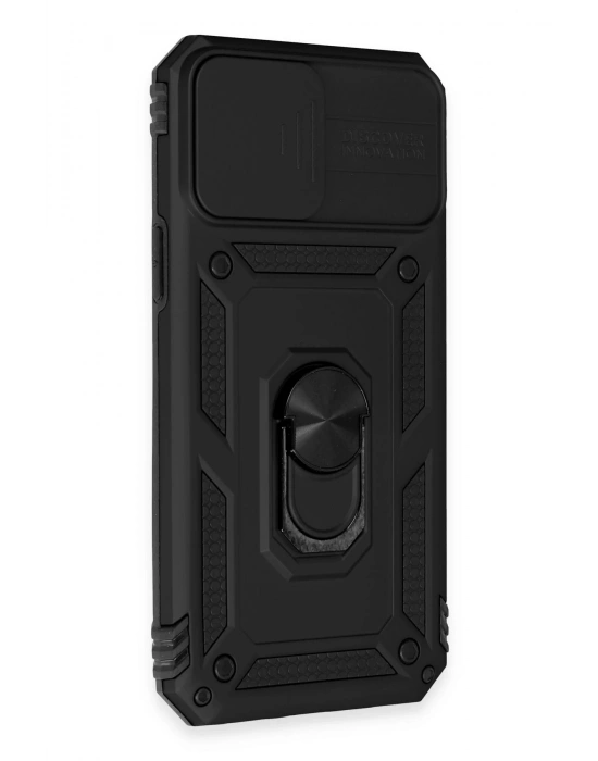 Newface iPhone 12 Pro Max Kılıf Pars Lens Yüzüklü Silikon - Siyah