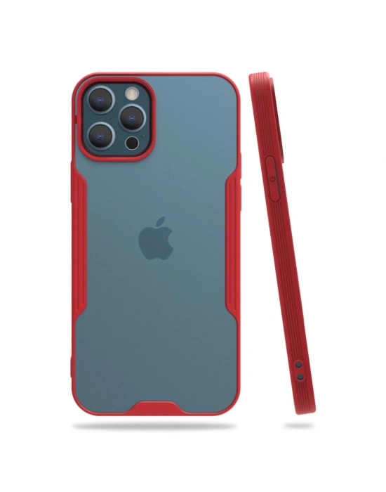 Newface iPhone 12 Pro Max Kılıf Platin Silikon - Kırmızı