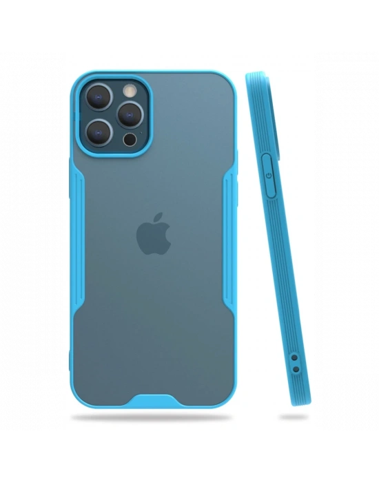 Newface iPhone 12 Pro Max Kılıf Platin Silikon - Mavi