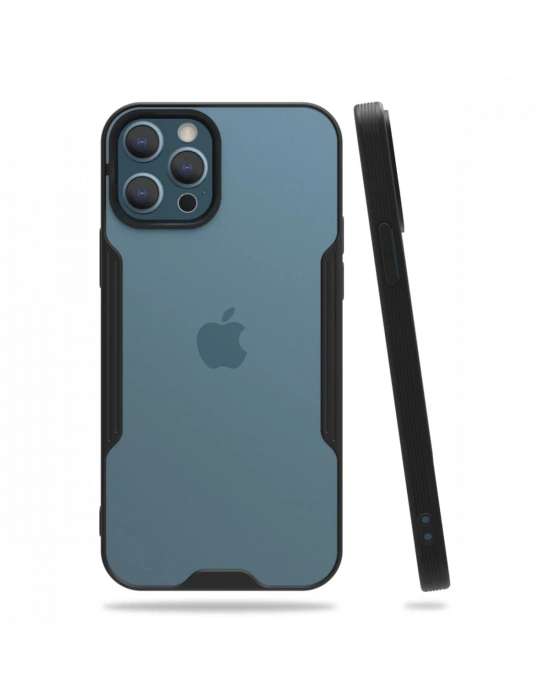 Newface iPhone 12 Pro Max Kılıf Platin Silikon - Siyah