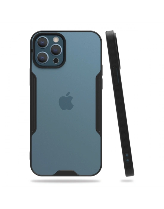 Newface iPhone 12 Pro Max Kılıf Platin Silikon - Siyah