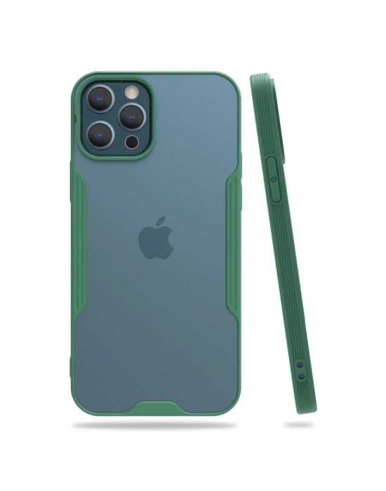 Newface iPhone 12 Pro Max Kılıf Platin Silikon - Yeşil