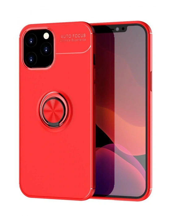 Newface iPhone 12 Pro Max Kılıf Range Yüzüklü Silikon - Kırmızı