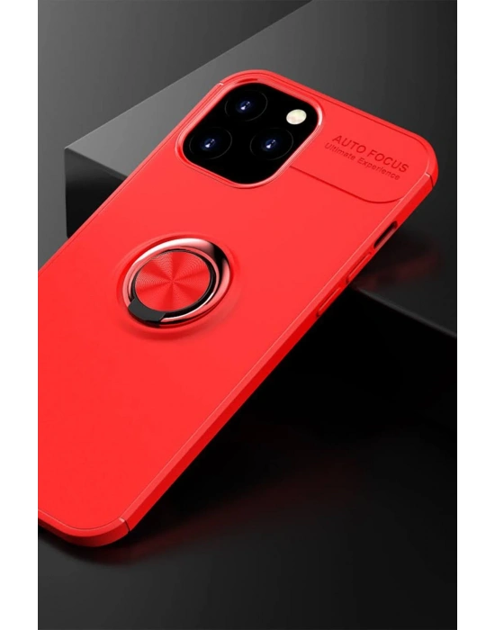 Newface iPhone 12 Pro Max Kılıf Range Yüzüklü Silikon - Kırmızı