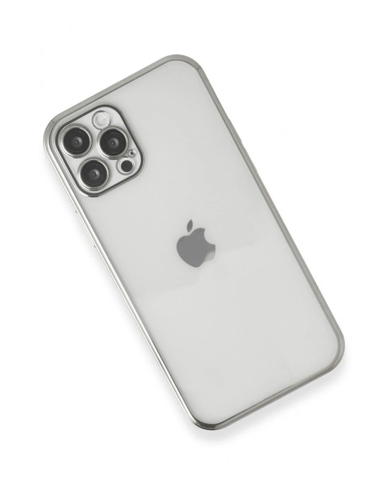 Newface iPhone 12 Pro Max Kılıf Razer Lensli Silikon - Gümüş