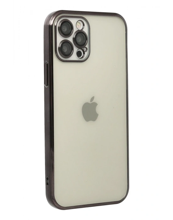 Newface iPhone 12 Pro Max Kılıf Razer Lensli Silikon - Siyah