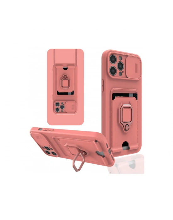 Newface iPhone 12 Pro Max Kılıf Zuma Kartvizitli Yüzüklü Silikon - Pembe