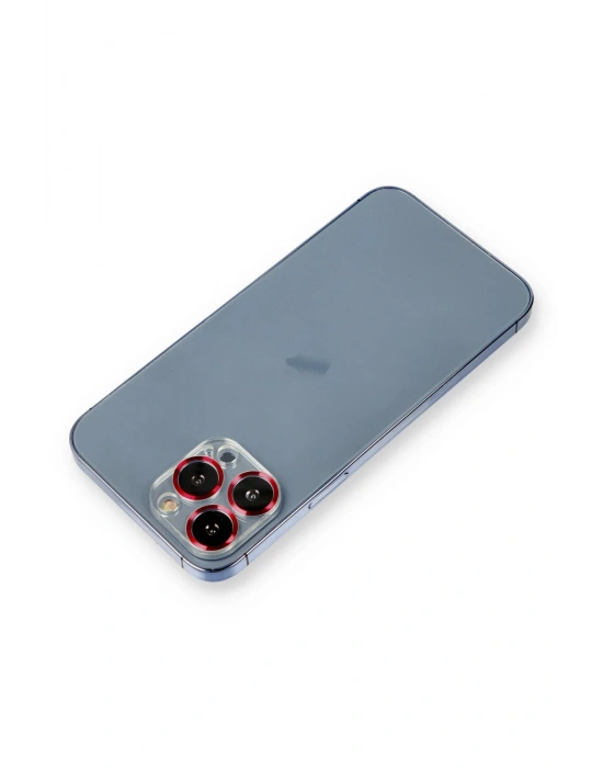 Newface iPhone 12 Pro Max Metal Kamera Lens Koruma Cam - Kırmızı