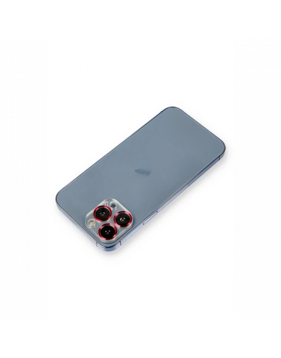 Newface iPhone 12 Pro Max Metal Kamera Lens Koruma Cam - Kırmızı