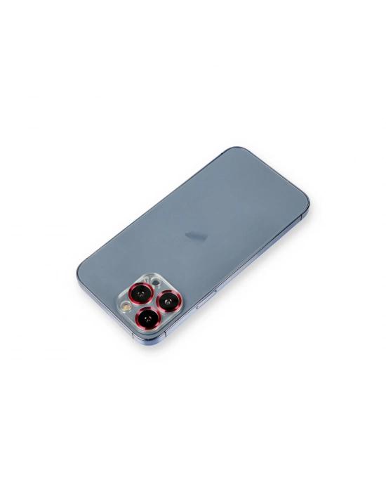 Newface iPhone 12 Pro Max Metal Kamera Lens Koruma Cam - Kırmızı