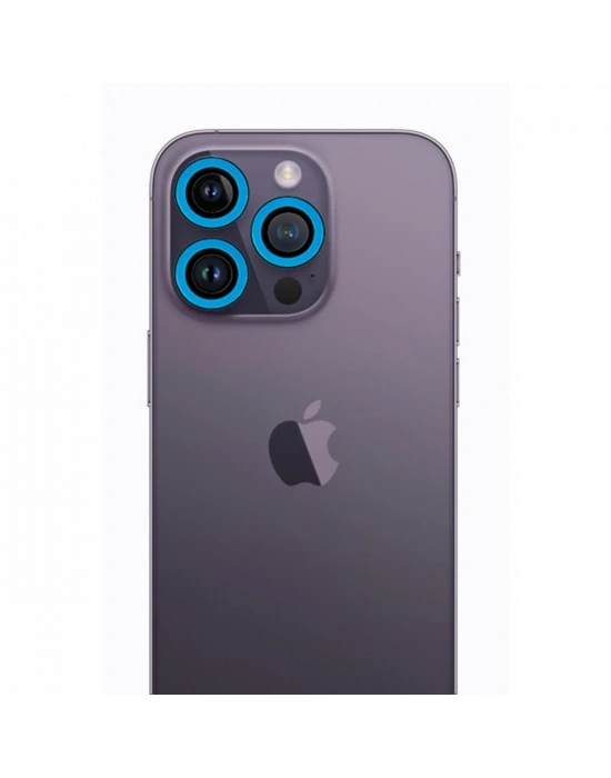 Newface iPhone 12 Pro Max Neon Fosforlu Kamera Lens - Mavi