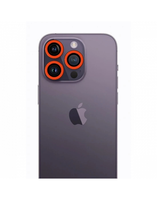 Newface iPhone 12 Pro Max Neon Fosforlu Kamera Lens - Turuncu