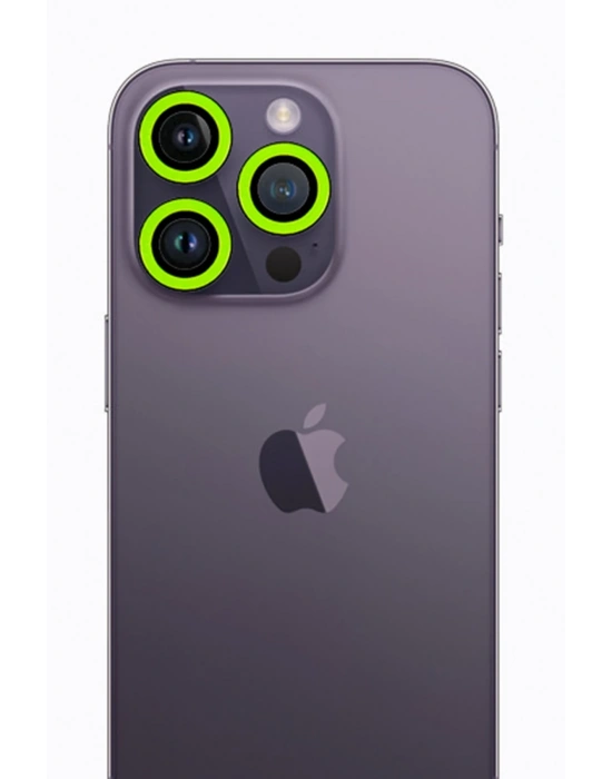 Newface iPhone 12 Pro Max Neon Fosforlu Kamera Lens - Yeşil