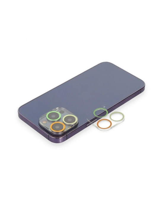 Newface iPhone 12 Pro Max Renkli Kamera Lens Koruma Cam - Sarı-Turuncu