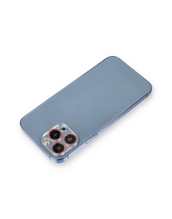 Newface iPhone 12 Pro Max Shine Kamera Lens Koruma Cam - Pembe