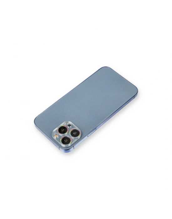 Newface iPhone 12 Pro Max Shine Kamera Lens Koruma Cam - Rainbow