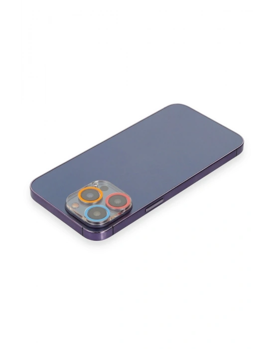 Newface iPhone 12 Pro Renkli Kamera Lens Koruma Cam - Pembe-Mavi