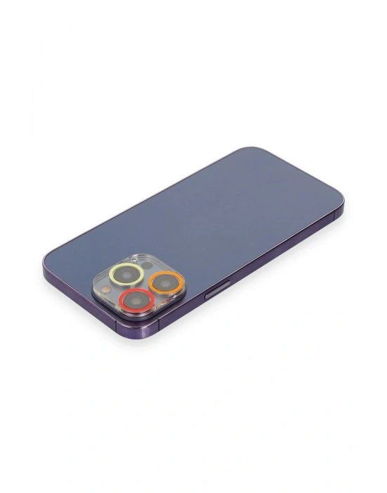 Newface iPhone 12 Pro Renkli Kamera Lens Koruma Cam - Turuncu-Kırmızı