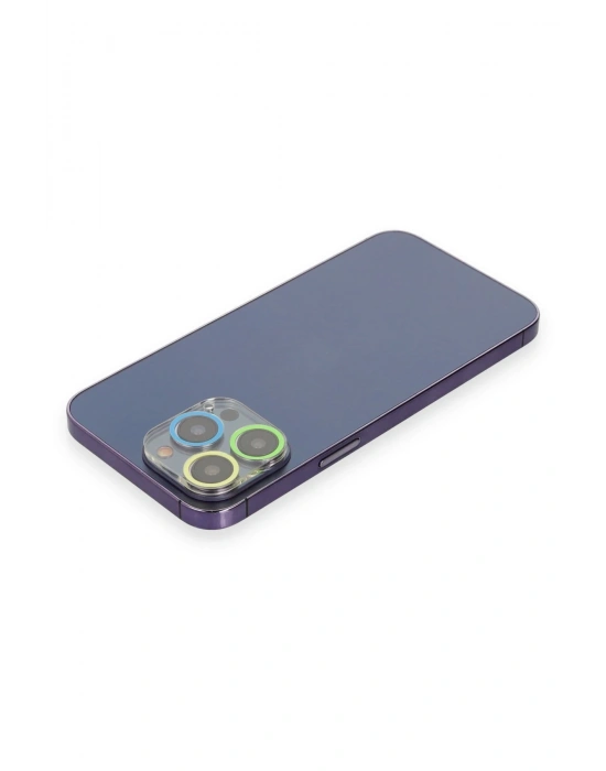 Newface iPhone 12 Pro Renkli Kamera Lens Koruma Cam - Yeşil-Sarı