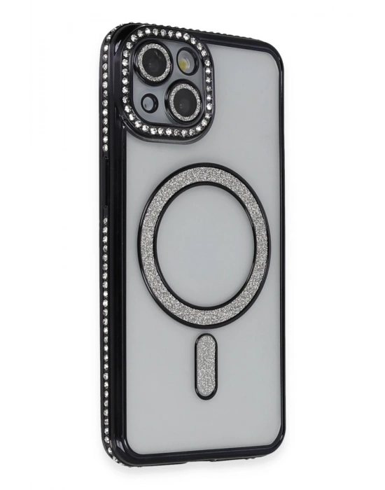 Newface iPhone 13 Kılıf Joke Simli Magneticsafe Kılıf - Siyah