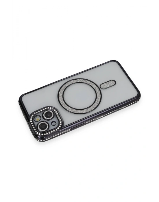 Newface iPhone 13 Kılıf Joke Simli Magneticsafe Kılıf - Siyah