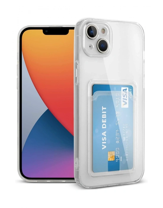 Newface iPhone 13 Kılıf Kart Şeffaf Silikon - Şeffaf