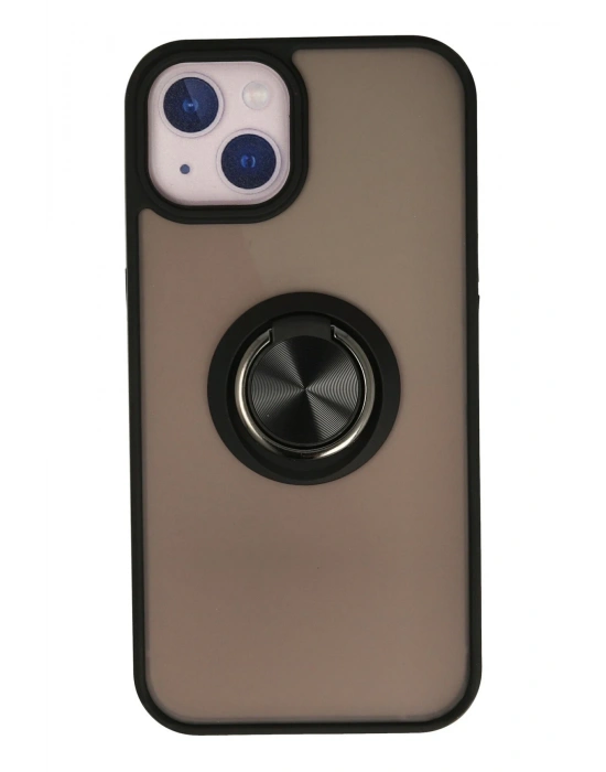 Newface iPhone 13 Kılıf Montreal Yüzüklü Silikon Kapak - Siyah