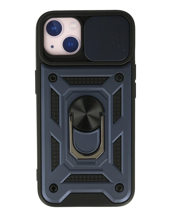 Newface iPhone 13 Kılıf Pars Lens Yüzüklü Silikon - Lacivert