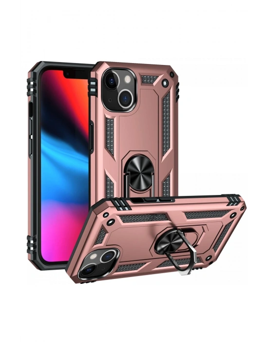 Newface iPhone 13 Kılıf Sofya Yüzüklü Silikon Kapak - Rose