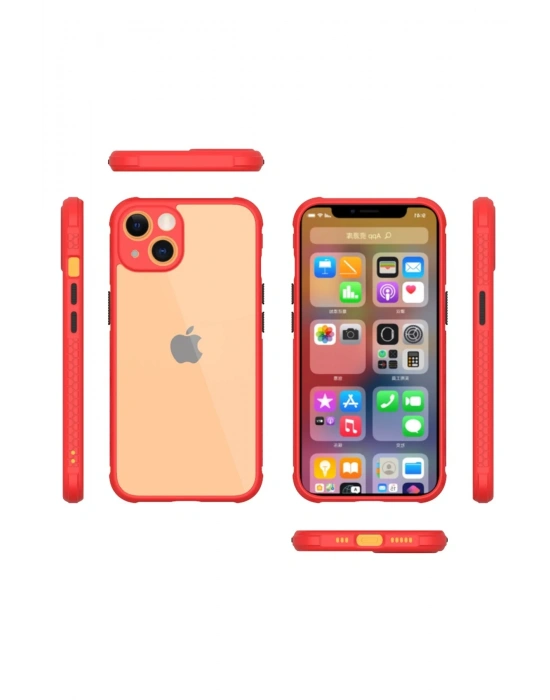 Newface iPhone 13 Mini Kılıf Miami Şeffaf Silikon - Kırmızı