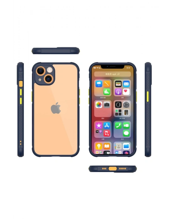 Newface iPhone 13 Mini Kılıf Miami Şeffaf Silikon - Lacivert