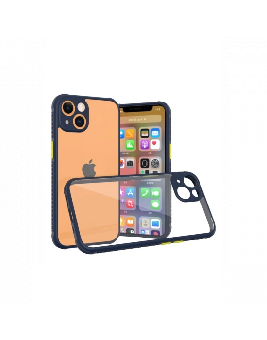 Newface iPhone 13 Mini Kılıf Miami Şeffaf Silikon - Lacivert