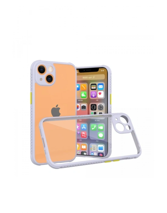 Newface iPhone 13 Mini Kılıf Miami Şeffaf Silikon - Lila