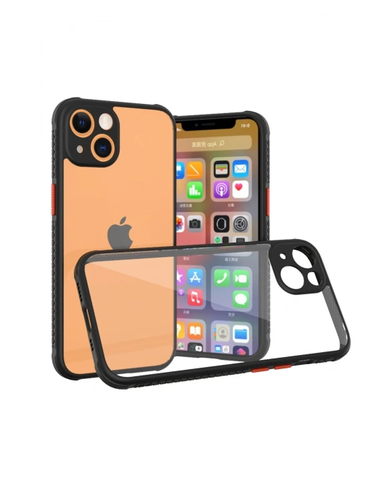 Newface iPhone 13 Mini Kılıf Miami Şeffaf Silikon - Siyah