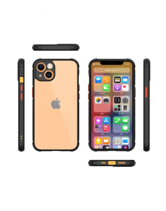 Newface iPhone 13 Mini Kılıf Miami Şeffaf Silikon - Siyah