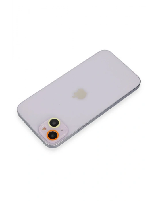 Newface iPhone 13 Mini Renkli Kamera Lens Koruma Cam - Sarı-Turuncu