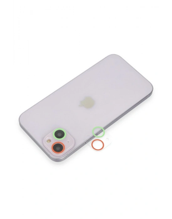 Newface iPhone 13 Mini Renkli Kamera Lens Koruma Cam - Yeşil-Pembe