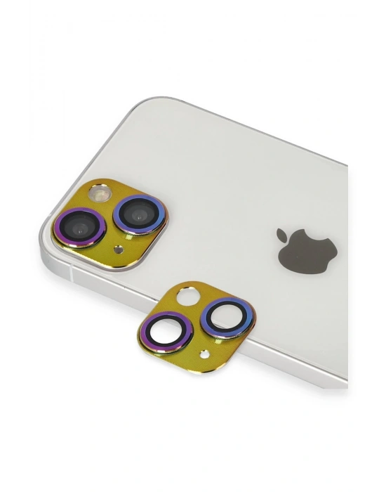 Newface iPhone 13 Pers Alüminyum Kamera Lens - Rainbow