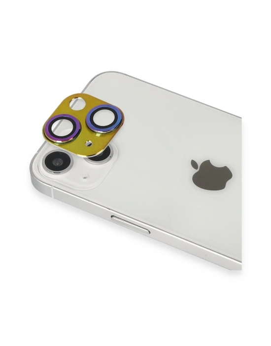 Newface iPhone 13 Pers Alüminyum Kamera Lens - Rainbow